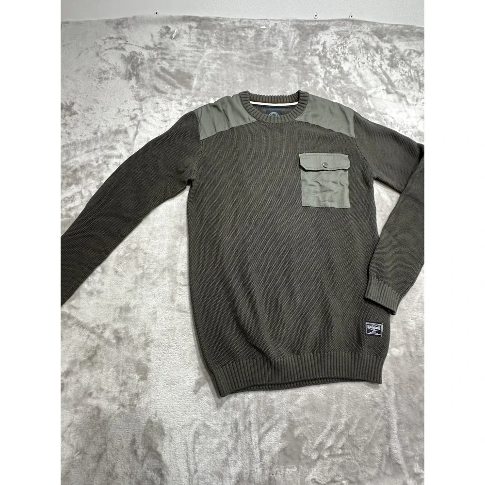 Lindbergh Sweater Pullover Men's Size Large Green Front Pocket Textured Golf EUC